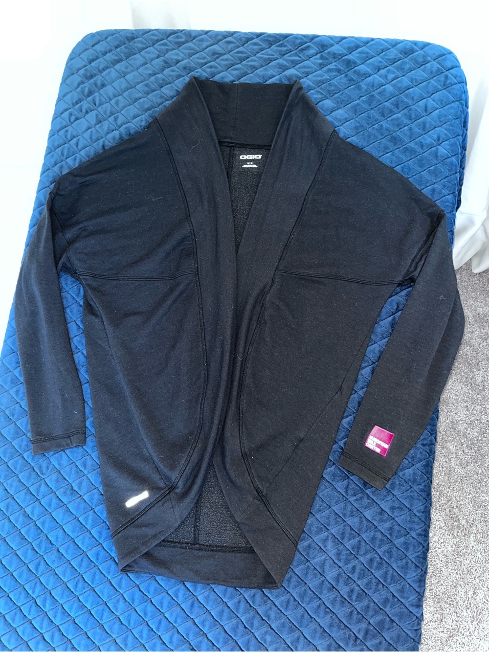 OGIO Black Open-Front Draped Cardigan Long Sleeve Casual Top Women’s Size Small